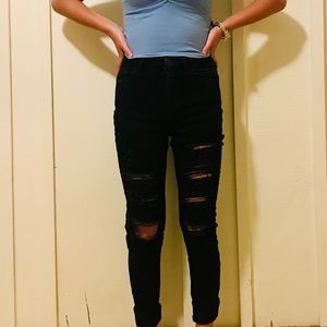 ae distressed black jeans